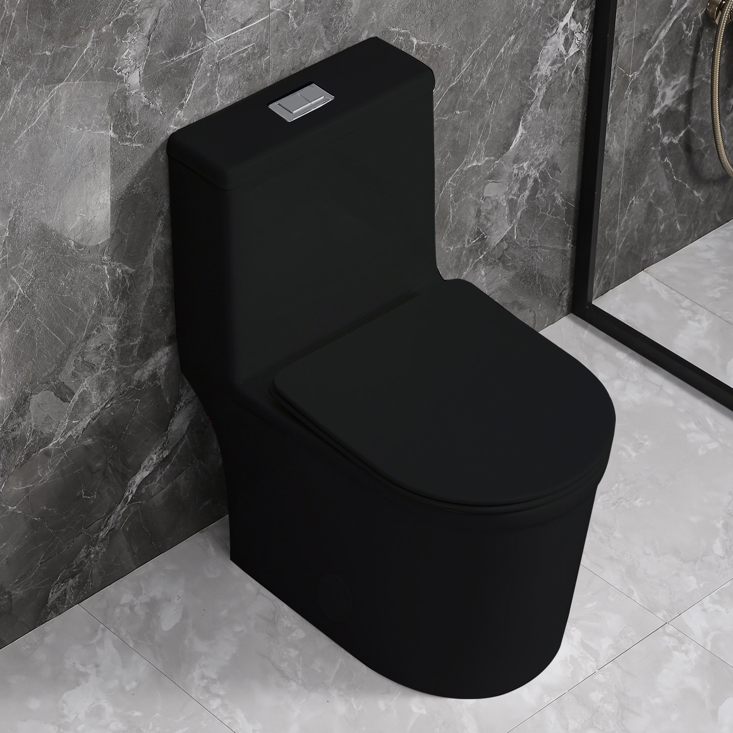 Sounor Black Compact One Piece Toilet With Standard Height Dual Flush for  Small Bathroom & Reviews | Wayfair