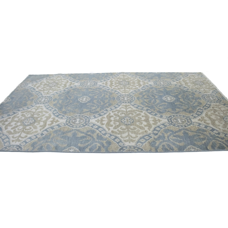 Tapis bleu sarcelle à motif géométrique 6X9