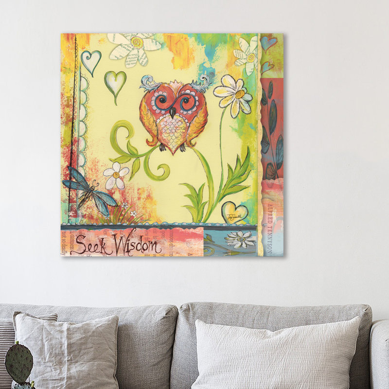« hibou, seek sagesse », reproduction d’impression sur toile tendue, H 24 po x l 24 po