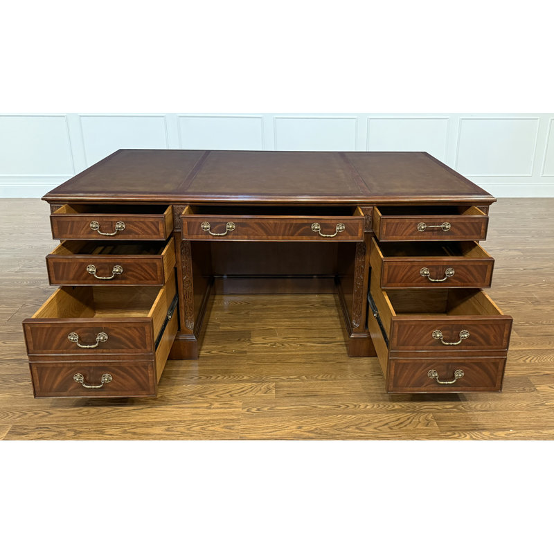 Traditional Mahogany Executive Desk, 30" H x 72" W x 36" D