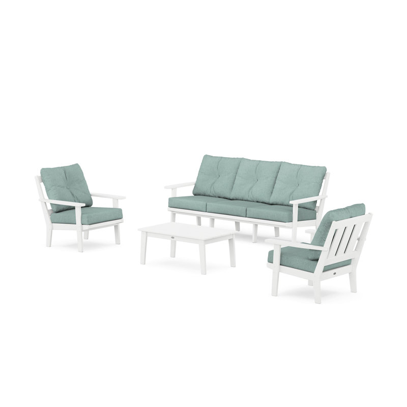 Oxford 4-Piece Deep Seating Set with Sofa, White, Glacier Spa