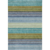 Brushstroke Striped Handmade Tufted Wool Dark Blue/Yellow Area Rug
