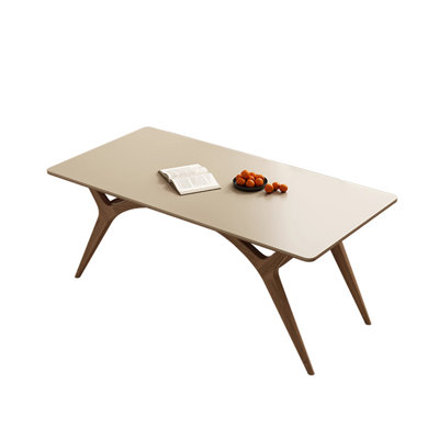 62.99"Nordic minimalist solid wood rectangular stone slab dining table