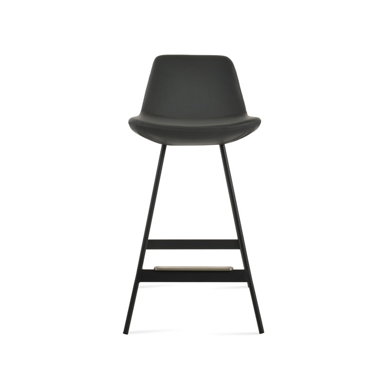 Pera Balat Counter & Bar Stool, Black, Black Faux Leather, Bar Stool (29" Seat Height)