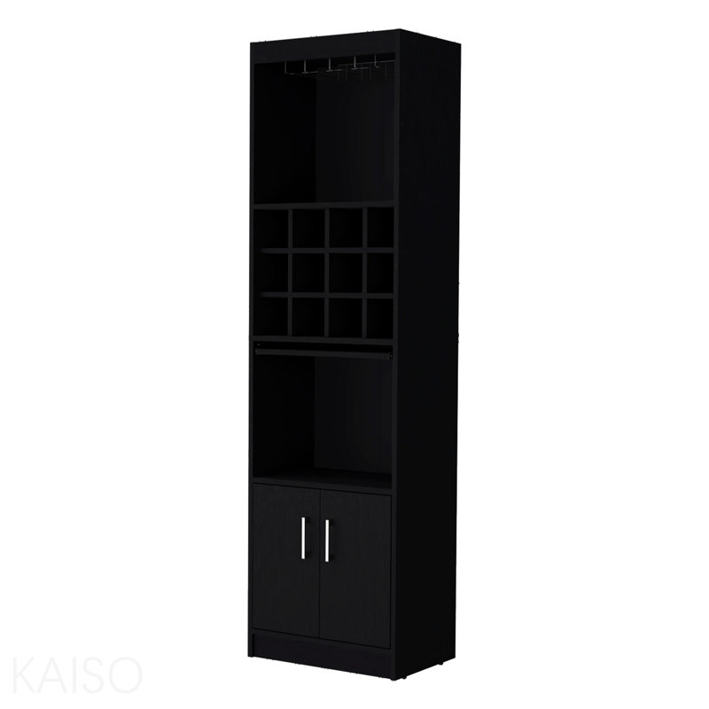 Bar avec rangement pour bouteilles de vin, Noir