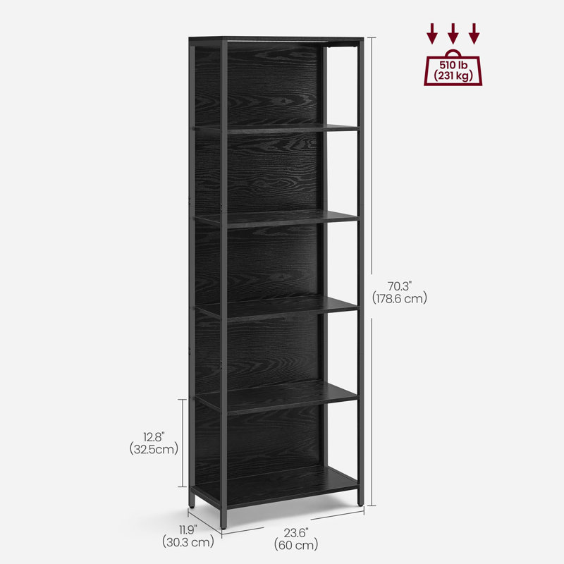178.6cm H Metal Standard Bookcase, (5 Shelves) 178.60"H x 60"W x 24"D