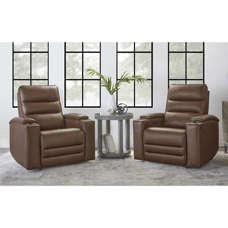 Gardeis Power Zero Gravity Recliner Two Pack, Brown Genuine Leather