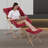 Upholstered Folding Square Saucer, Tufted Cozy Accent Chair with Golden Metal Frame for Living Room-149606844-178458866