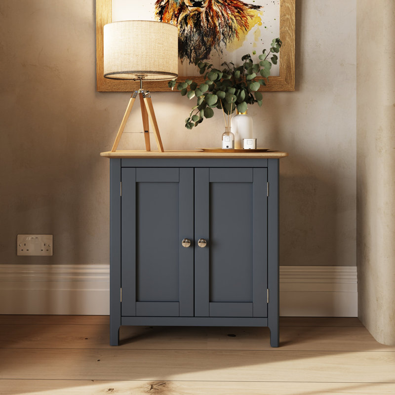 Daris 2 Door Compact Sideboard Buffet Storage Cabinet. 65cm Wide. Polished Chrome Handles., Blue