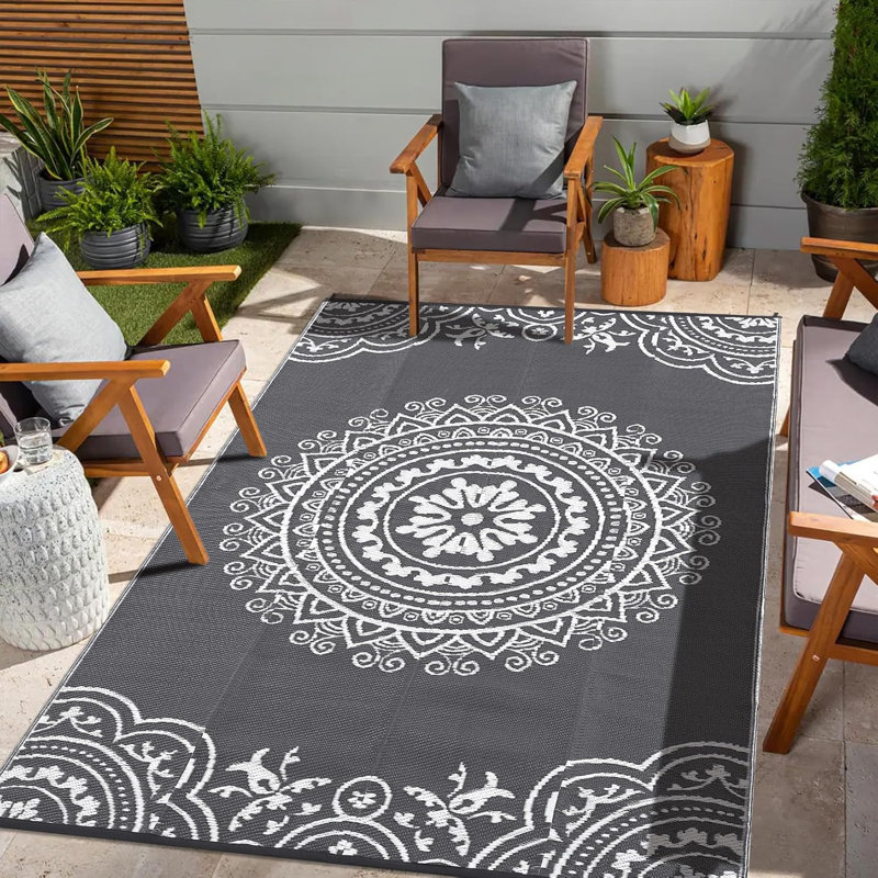 Reversible Mats, Plastic Straw Rug, Modern Area Rug, Large Floor Mat for Outdoors, Rectangle 8' x 10'
