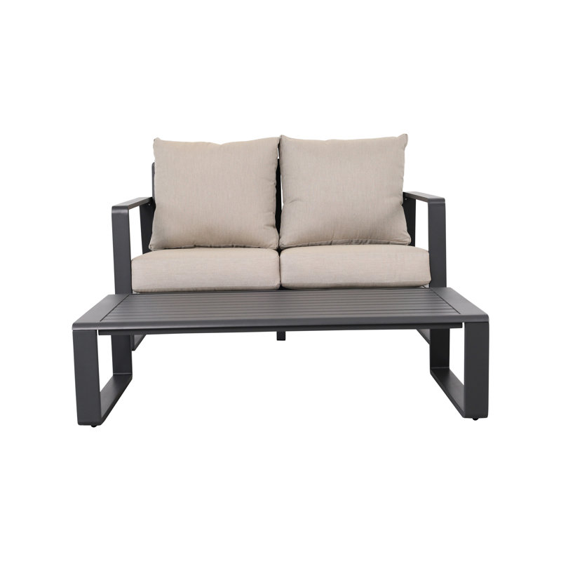Table basse en aluminium et coussins gris Jm 9017. Mobilier élégant avec coussins pour les espaces de vie