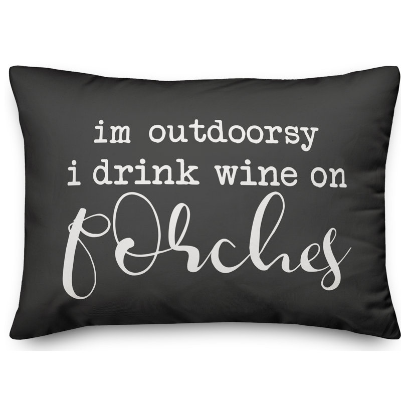 Textual Outdoor Reversible Throw Pillow, Charcoal