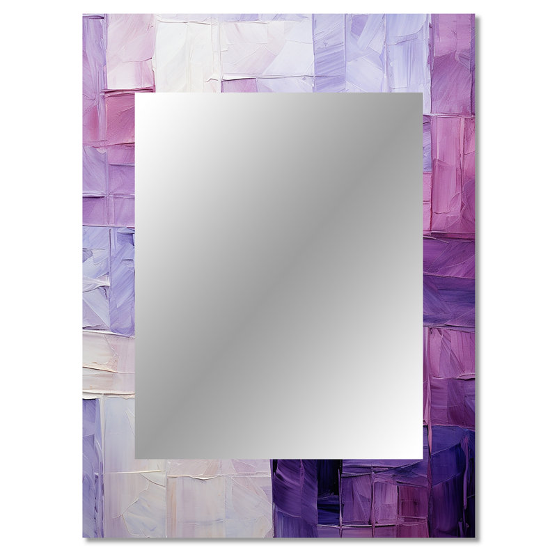 Lilac Lattices Abstract Shapes - Abstract Shapes Decorative Mirror, Purple Wall Mirror, Printed Metal Art, 40" x 30"