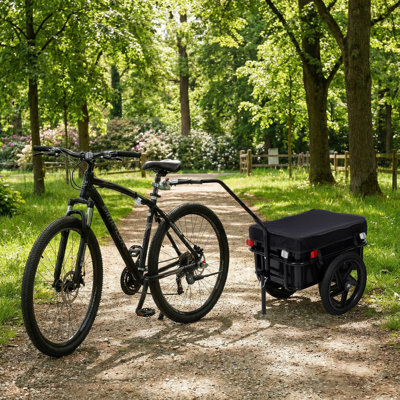 Bike Cargo Trailer with Support Bar, 600D PVC Waterproof Cover, Removable Box, Utility Bike Wagon Trailer for Shopping Camping and Outdoor Activities