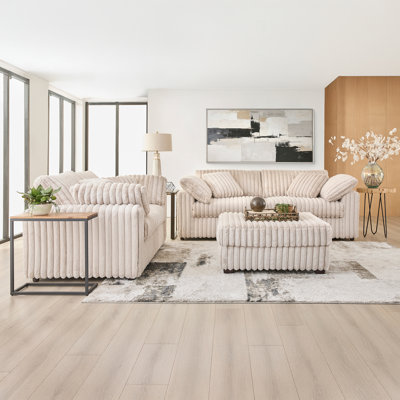Algona 3-Piece Living Room Set, Sofa Loveseat And Ottoman
