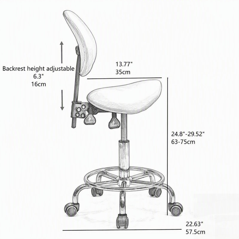Fauteuil ergonomique avec dossier réglable, pivotant et inclinable à usage médical et dentaire - Blanc