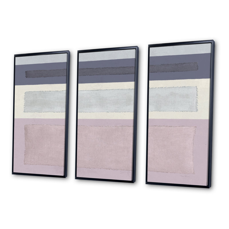 Painted Weaving IV FB - Ensemble de 3 reproductions d'art moderne sur toile encadrées, L 36 po x H 28 po, Cadre noir