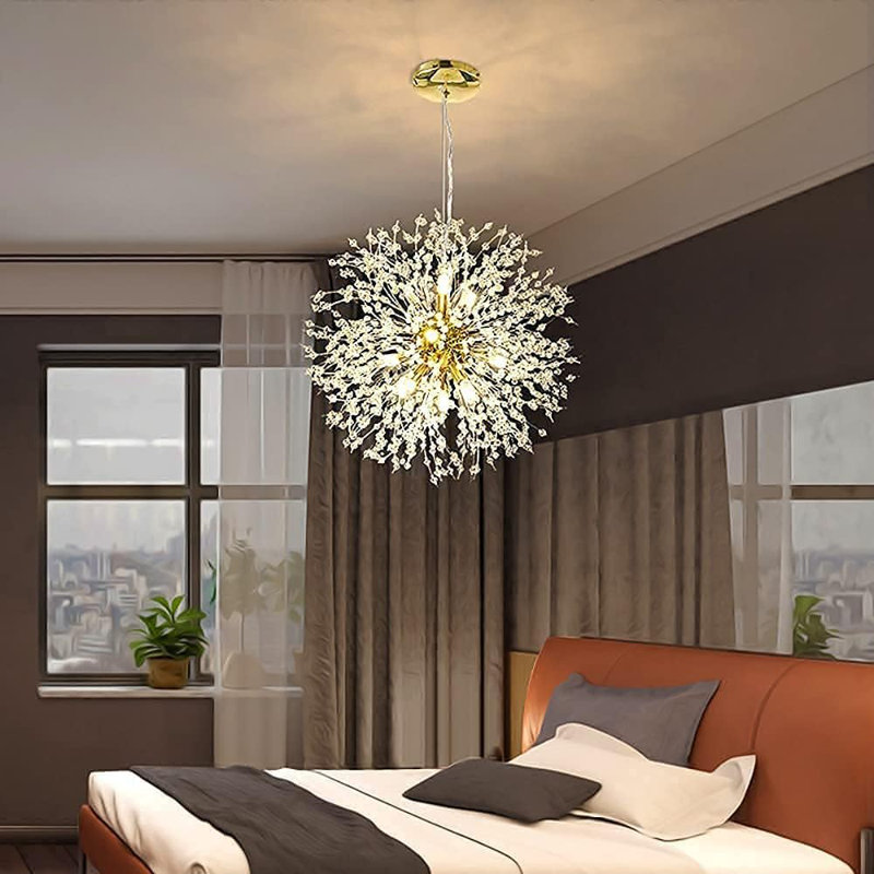 Gold Globe Crystal Firework Chandelier with Adjustable Length