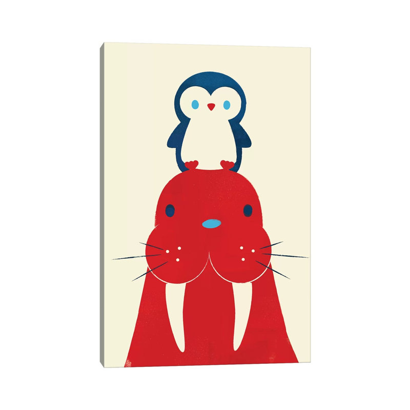 Penguin And Walrus by Jay Fleck - Wrapped Canvas Print, 30.48 cm H x 45.72 cm W