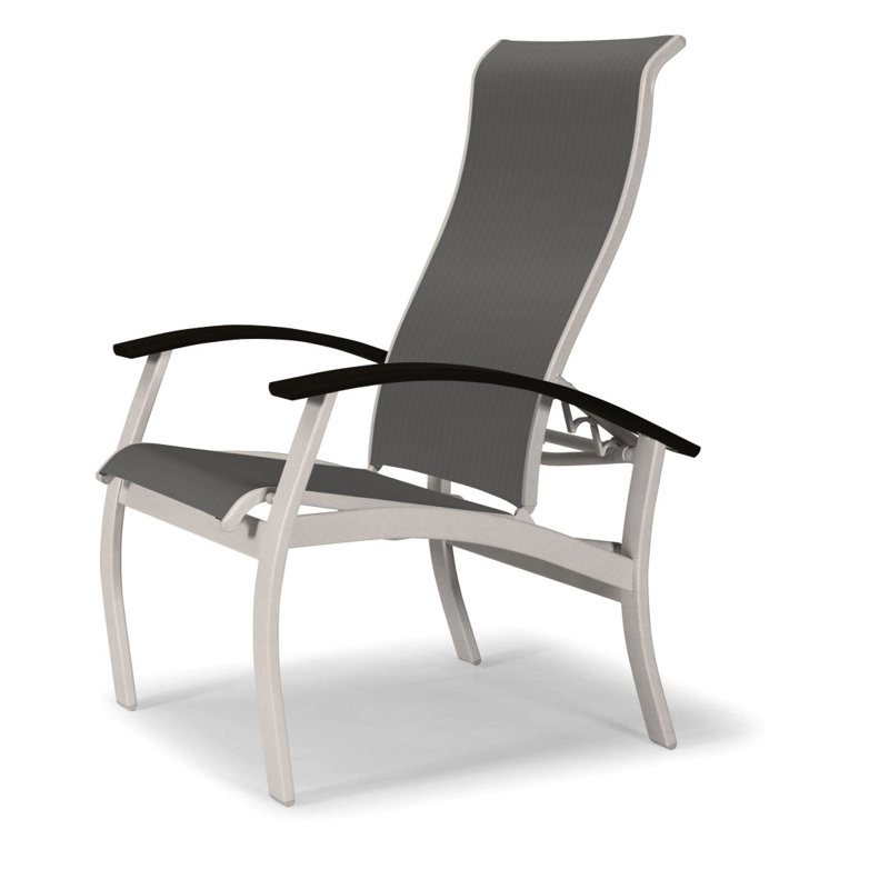 Chaise de patio Askar, Noir, Titane Sunbrella®, Neige texturée