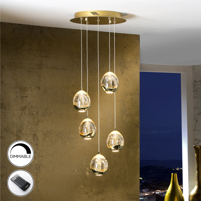 Neher 5 - Light LED Cluster Pendant, Gold