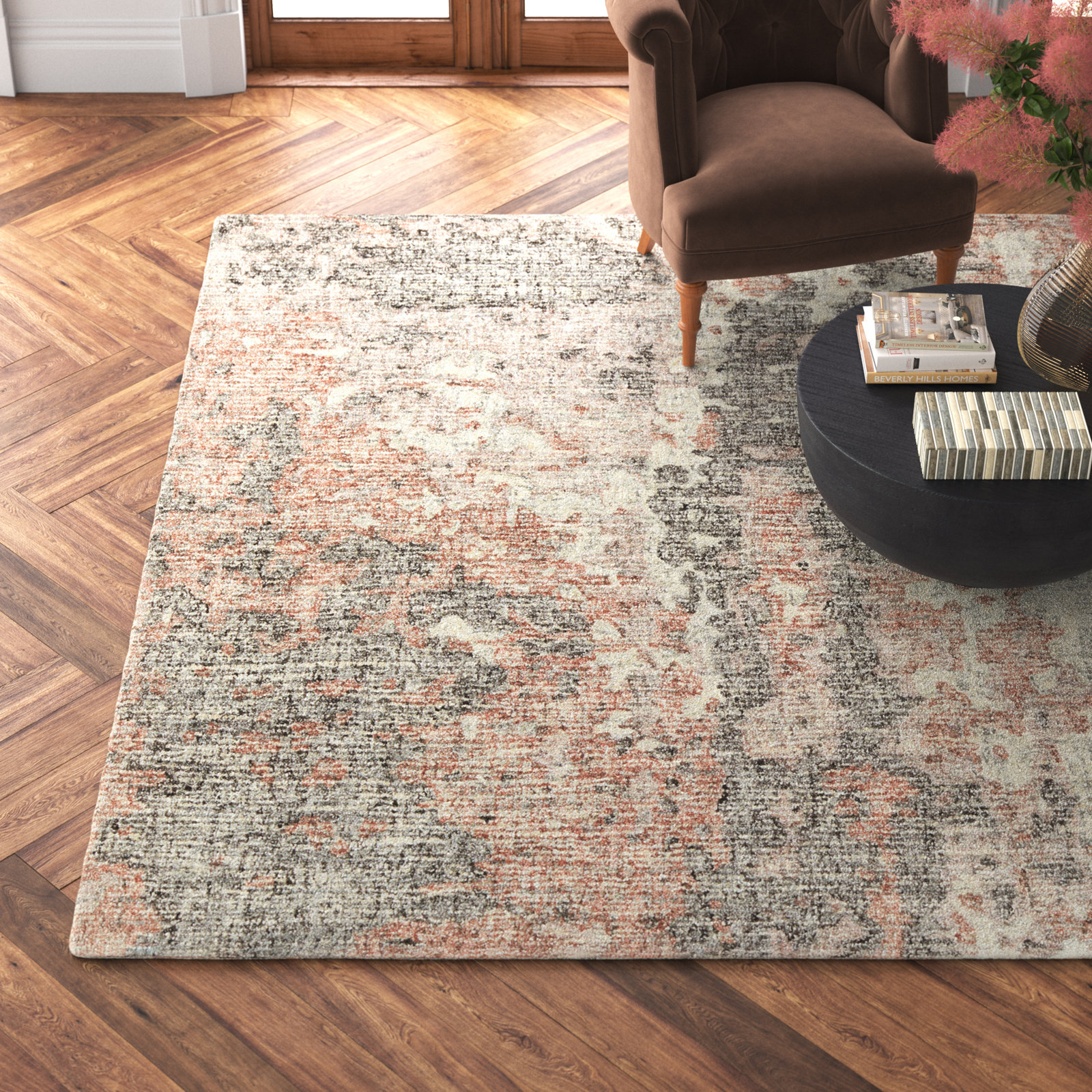 Endicott Rust Taupe Hand-Woven Abstract Rug, Rectangle 6' x 9'