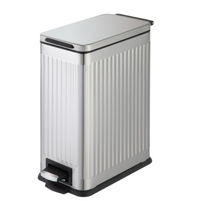 Home Zone Living 3 Gallon Slim Stainless Steel Trash Can with Step Pedal and Soft-Close Lid