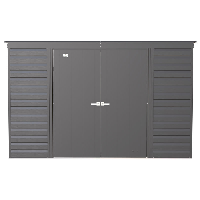 Select Steel Storage Shed Steel Storage Shed, 10X4, Charcoal, Charcoal