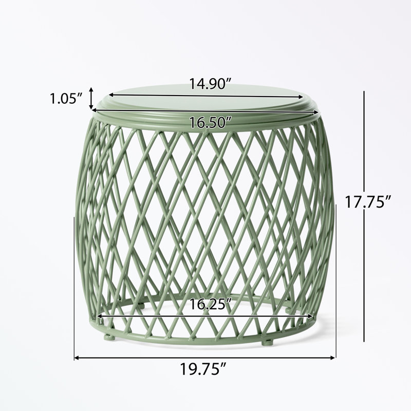 Outdoor Iron frame Table with sturdy base and lattice design, Green