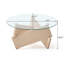Table basse ronde moderne, petite table basse de style campagnard, convenant au salon, avec plateau en verre trempé-130837487
