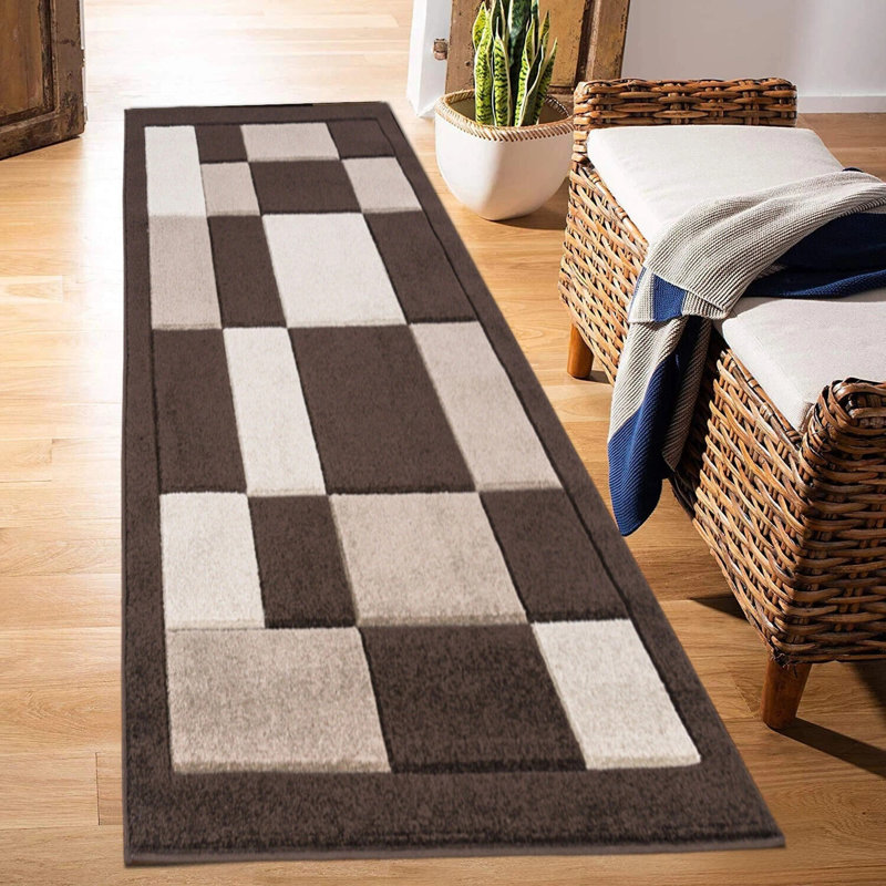 Havana Geometric Brown Beige Large Rugs – Modern Living Room Carpet, Bedroom & Hallway Runner | Soft, Non-Shedding, Stain Resistant Floor Mat