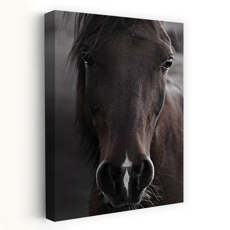 Art contemporain abstrait cheval noir foncé, H 18 po x l 12 po