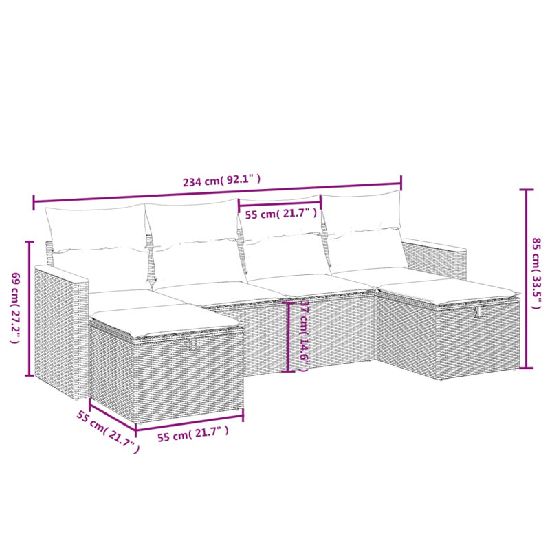 Grand canapé modulaire en rotin PE Vidaxl