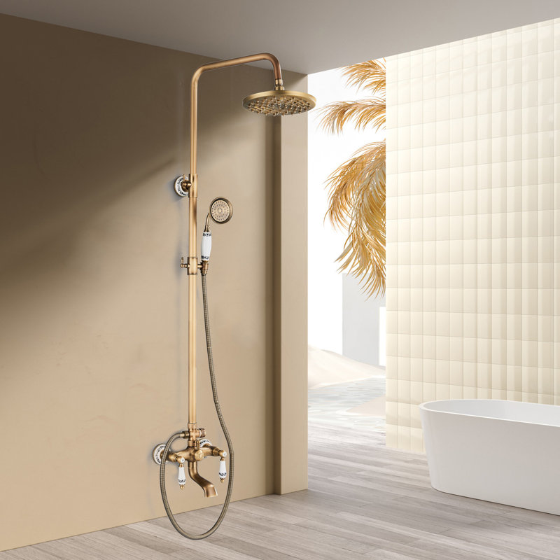 Ensemble de robinets de douche à fixation murale à double fonction avec pomme de douche ronde à double fonction de 8 po avec douchette à levier et douchette de baignoire