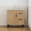 Ensemble de meuble-lavabo 31,5 po avec lavabo combiné, 1 porte et 2 tiroirs, poignée en métal noir, charnière à fermeture en douceur, lavabo en céramique
