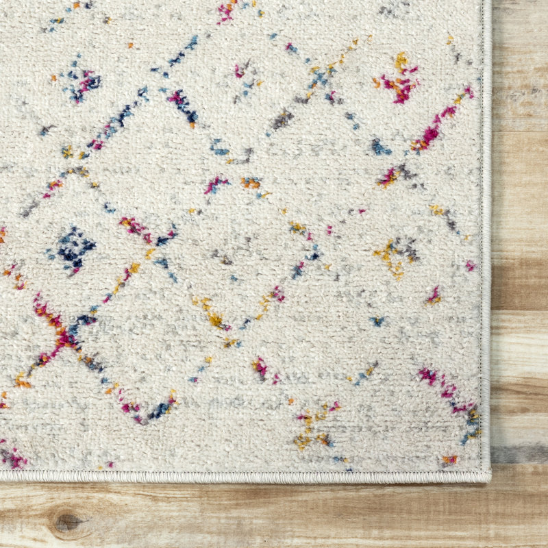 Tapis multicolore à motif marocain tissé à la machine Performance Amanti, Tapis de couloir 2 pi 6 po x 16 pi