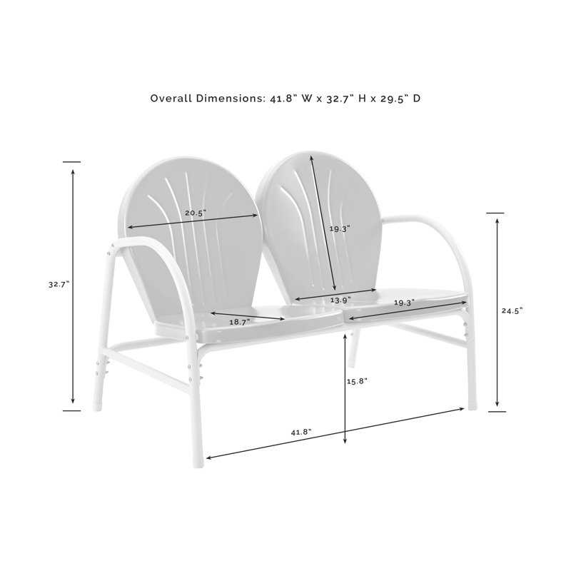 Alannah 41.8'' Wide Metal Loveseat, White