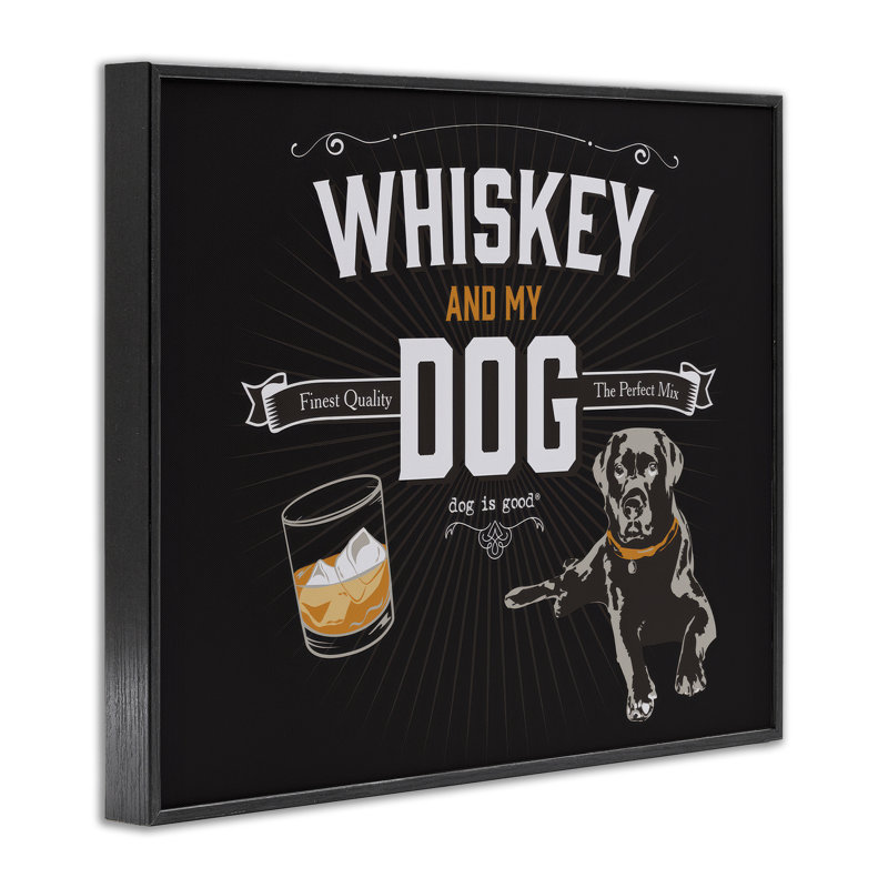 «Whiskey & My Dog», estampe numérique par Dog Is Good, Giclée encadrée noir minuit, H 11 po x l 14 po