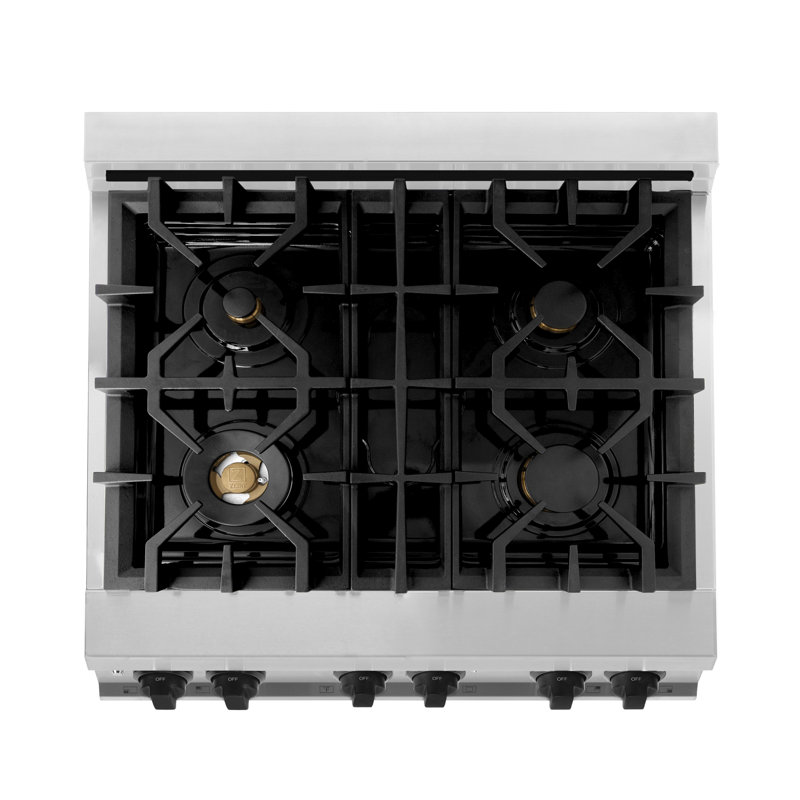ZLINE Autograph 30" Legacy Dual Fuel Range w/ 4 Burners & White, Matte Black 