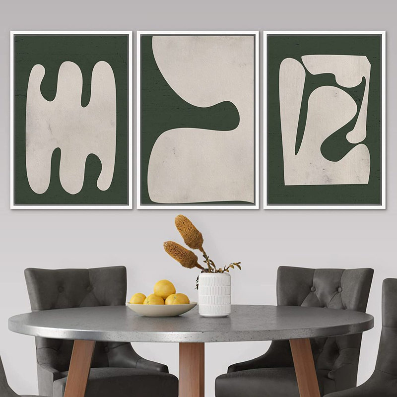 Modern Geometric Abstract Framed Canvas Art Set, 16" x 24"