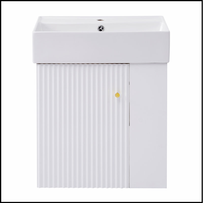 Meuble-lavabo flottant moderne de 21,6 po avec lavabo en céramique - parfait pour les petites salles de bain et peu encombrant