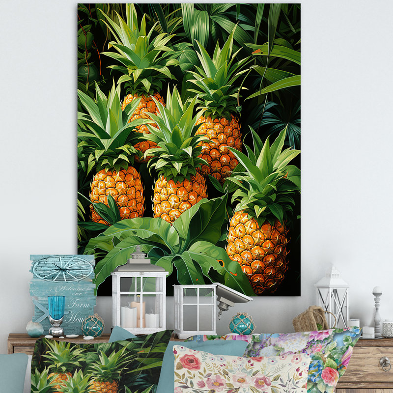 Pineapple Paradise III - Ananas, art mural, Toile tendue, H 40 po x l 30 po x P 1,5 po