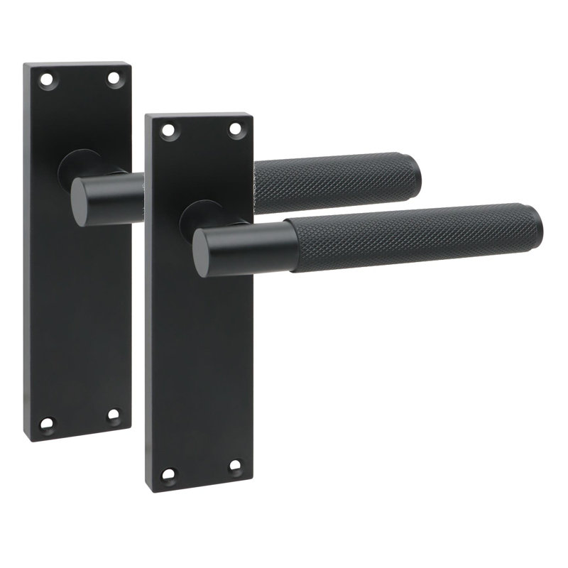 Golden Grace 5 Pair Victorian T-Bar Knurled Door Handle Matt Black Finish with 2.5'' Latch and Screws - 150 x 40mm