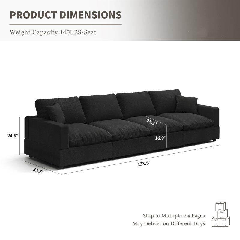 Canapé modulaire 4 places Comfy Cloud Couch for Living, Canapé modulaire rembourré modulaire à assise profonde convertible, Housses de coussin amovibles et lavables