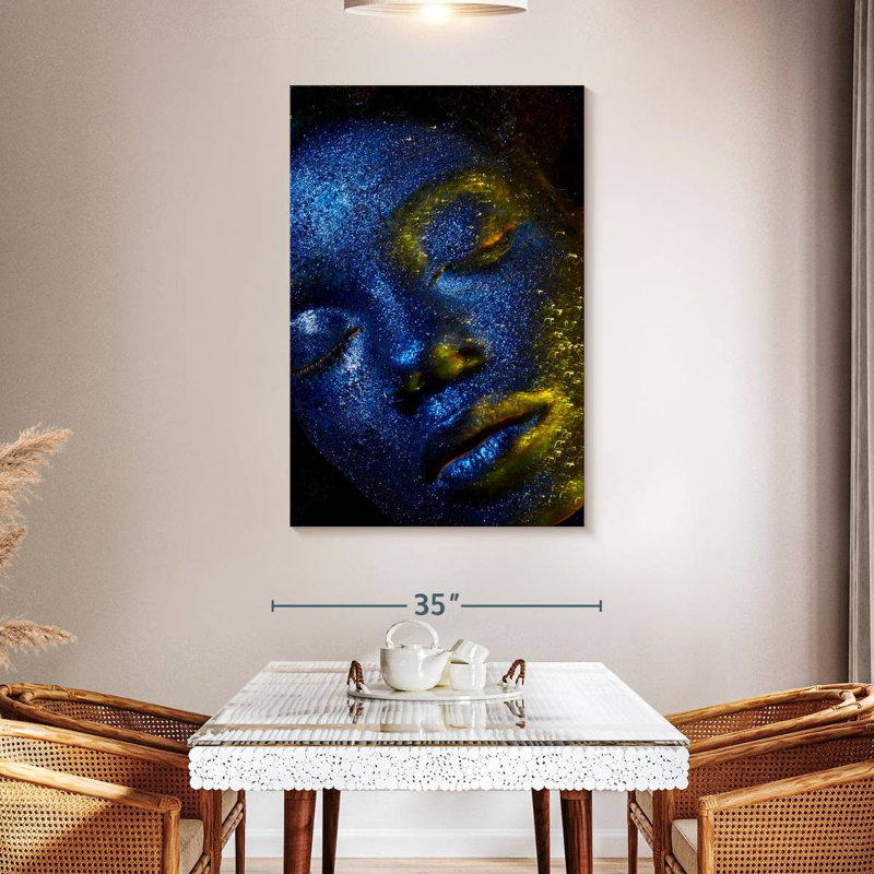 Senne Blue Glitter Face Portrait, 12" H x 8" W