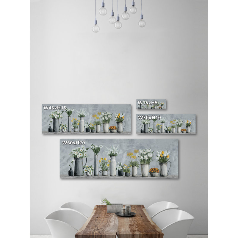 «Blooms in White and Yellow», reproduction sur toile tendue, H 20 po x l 60 po x P 1,5 po