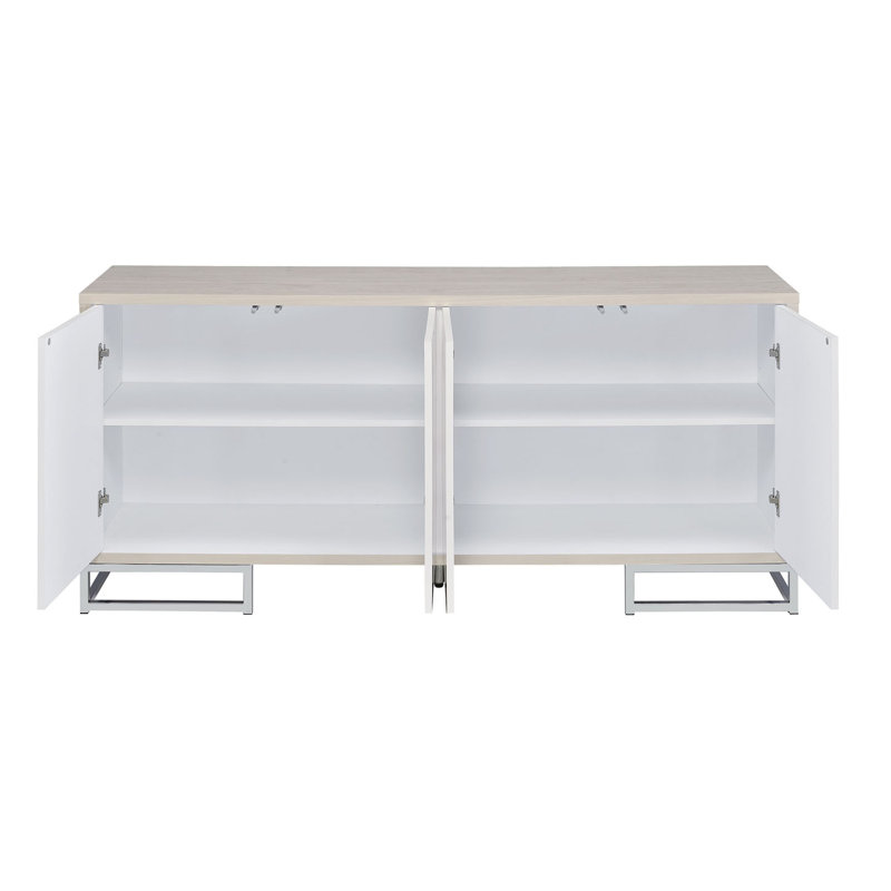 Console, armoire d'appoint, Marbre blanc / Chrome