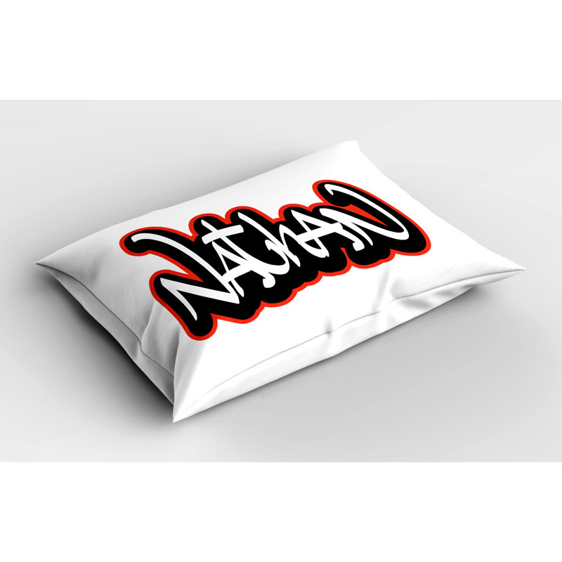 Ensemble de 2 taies décoratives pour enfant Ambesonne Nathan Graffito Art Vermilion - blanc, H 20 po x l 26 po