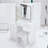 Middle Size Left Bedside Cabinet Vanity Table + Cushioned Stool, Large Sliding, Touch Control, Tri-Color Switching, Brightness Adjust LED Mirror, High Capacity Storage, Suitable For Middle Space