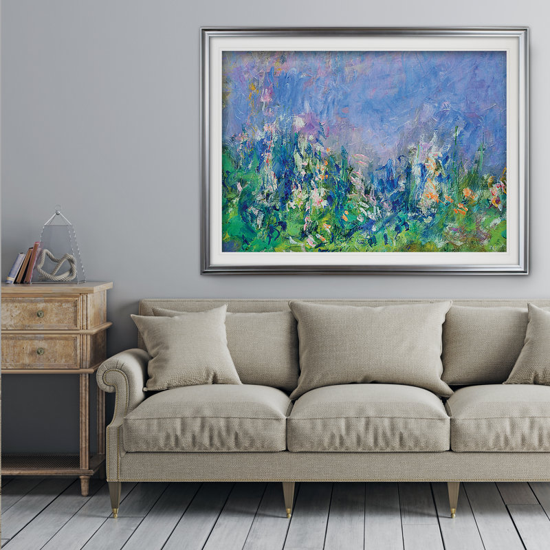 «Lavender Fields Gallery» par Claude Monet, reproduction de peinture acrylique, H 20 po x l 24 po x P 1,5 po, Cadre noir